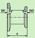 Reduzier-Zwischenstück Typ DN 25/16 KF DN1/DN2, A 28 mm, Edelstahl