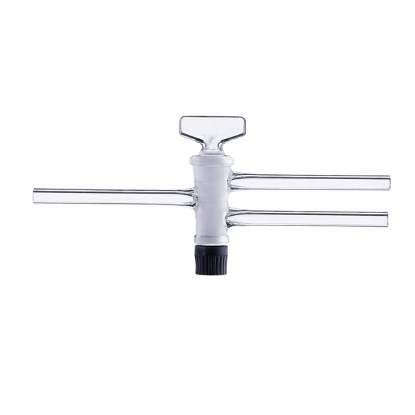 Einweg-Hochvakuumhahn mit hohlem Glasküken, parallele Schenkel