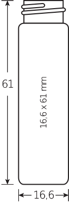 Screw neck vial N15, 8 mL, 16,6 x 61,0 mm, clear glass, flat bottom
