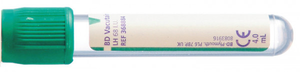 Vacutainer®-Röhrchen aus PET, Lithium-Heparin, 4,0 mL, L 75 mm, Ø 13 mm, grün