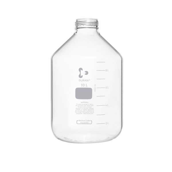 DURAN® Protect production and storage bottle, GLS 80, wide neck, clear, plastic coated, without screw cap, 10,000 mL