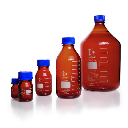 DURAN® Laboratory bottle, amber, graduated, with screw cap