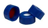 Cap, screw, blue, certified, PTFE/white silicone septa, cap size: 12 mm, 500 pieces