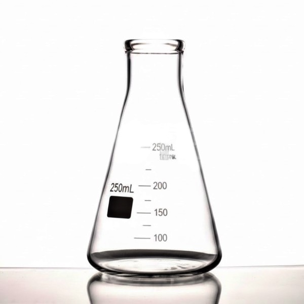 Erlenmeyerkolben, 250 ml, langer, schmaler Hals mit Ausguss