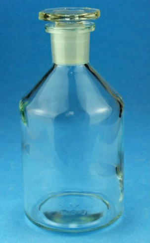 Steilbrustflasche, 2.000 mL, Enghals, klarglas, mit NS 29/32 Glasstopfen