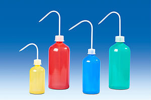 Wash bottles, 500 mL, GL 25, red, PE-LD/PP