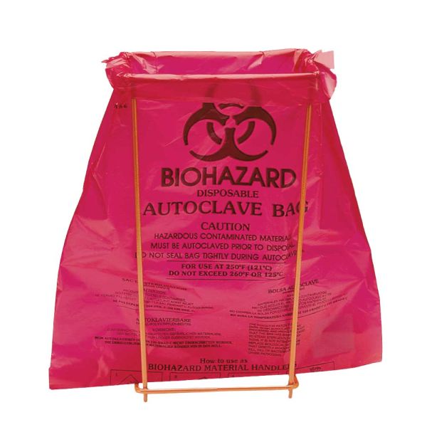 Biohazard autoclaving bags, 22 x 28 cm, red, 100 pieces