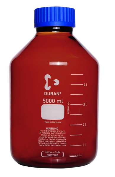 DURAN® Wide neck Glass Bottle with screw cap and pouring ring