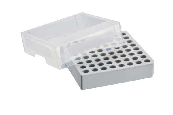 Storage Box 8 x 8, for 64 tubes, 3 pcs., height 52.8 mm, 2 inch, polypropylene, for freezing to -86 °C, autoclavable, with lid and alphanumeric code