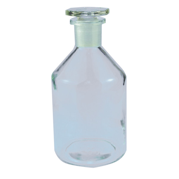 Steilbrustflaschen Enghals, Klarglas, mit NS-Glasstopfen
