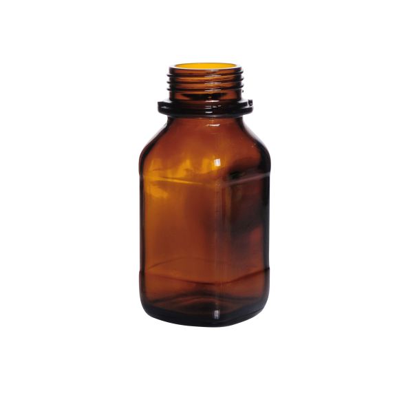Square screw top bottle, amber glass