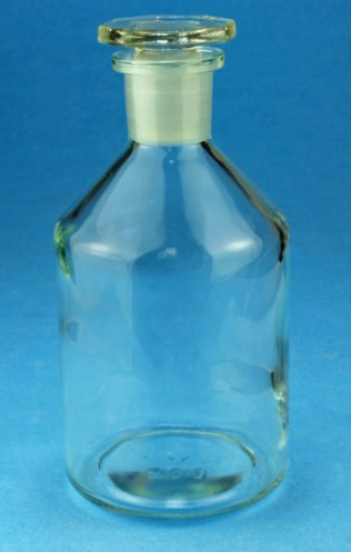 Steilbrustflasche, 1.000 mL, Enghals, klarglas, mit NS 29/32 Glasstopfen
