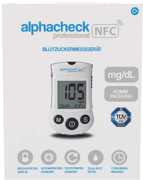 alphacheck Blutzuckermessgerät, mg/dl, Kombipackung